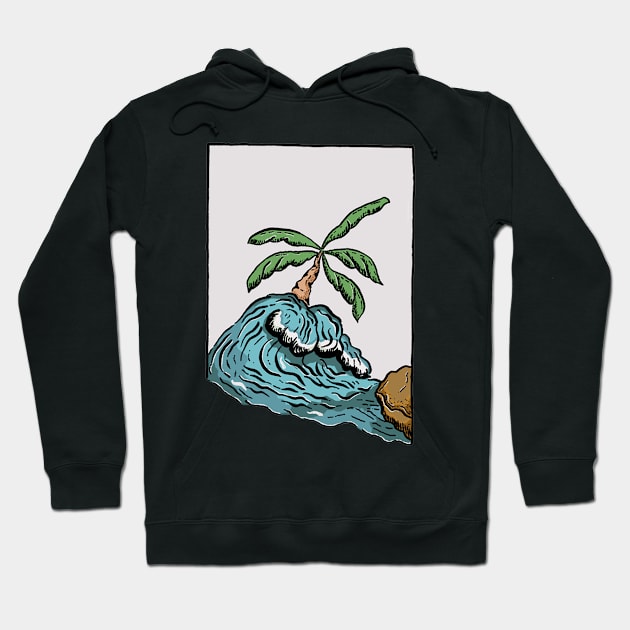 Summer Palm Holiday Sufr Vintage Illustration Hoodie by Merchsides